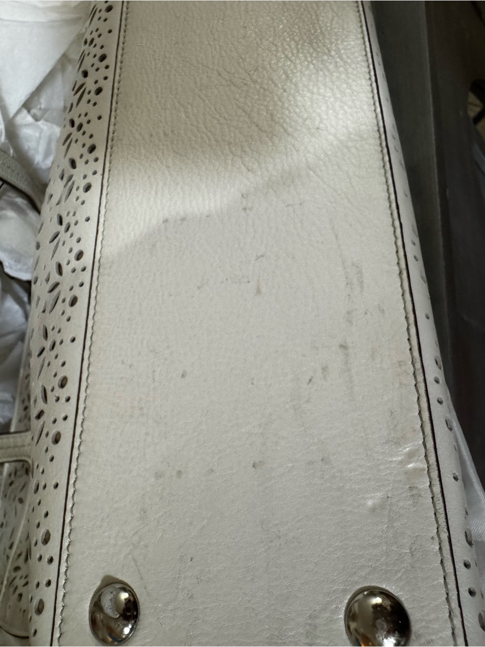 COACH Taylor Eyelet Chalk Leather Tote Satchel 2014 - #27391 - GUC - Picture 13 of 16